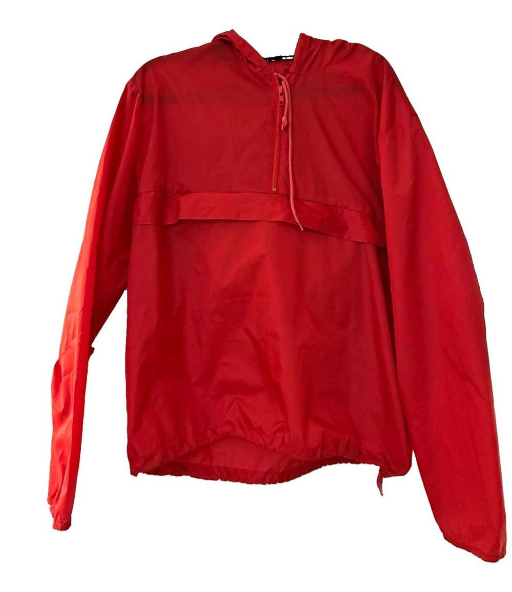 Vintage Champion Blue Bar Packable Anorak Jacket Red Mens L Park CC Guard